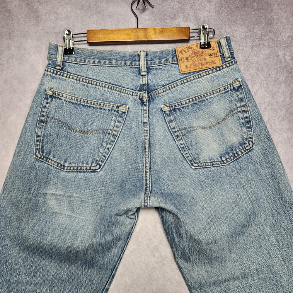 Pepe Jeans London Vintage 90s Mens 32x30 Straight Leg Light Wash Denim Made USA